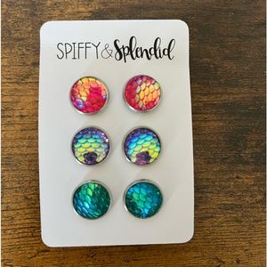 Three Piece retired Spiffy and Splendid Mermaid post earring set.